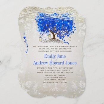Small Royal Blue Heart Leaf Tree Wedding Fairytale Front View