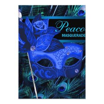 Small Royal Blue Peacock Masquerade Party Front View
