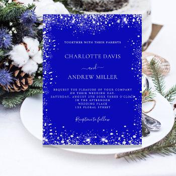 royal blue silver budget wedding invitation flyer