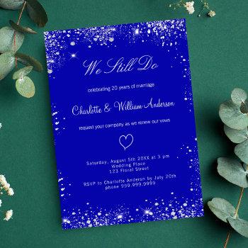 royal blue silver vow renewal wedding invitation postcard