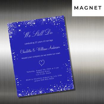 Small Royal Blue Silver Vow Renewal Wedding Luxury Magnetic Front View