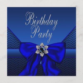 royal blue silver womans birthday party invitation