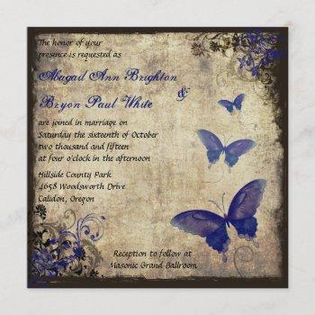 Small Royal Blue Vintage Butterfly Wedding Front View