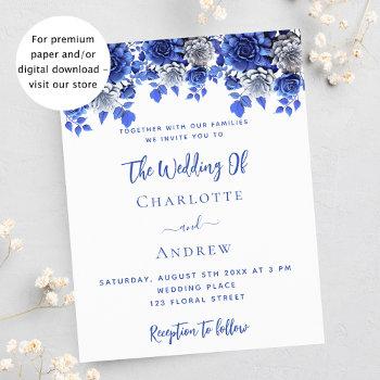 Small Royal Blue White Flowers Budget Wedding Front View