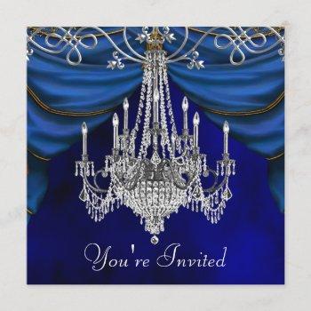 Small Royal Navy Blue Chandelier Party Front View