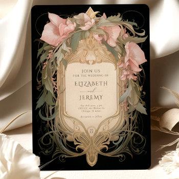 royal victorian wedding whimsical floral ornaments invitation