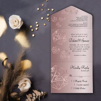 rpg blush dice | luxury sheen gamer wedding all in one invitation