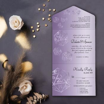 rpg purple dice | fantasy wedding entree choice all in one invitation