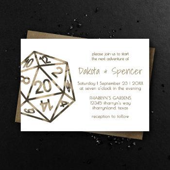 rpg taupe dice | 20-sided tabletop gamer wedding invitation