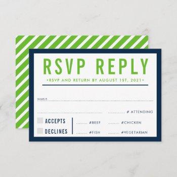 Small Rsvp Reply Response Modern Bold Green Navy Front View