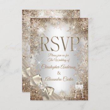 Small Rsvp Silver Beige Cream Pearl Bow Snowflake 2 Front View