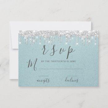 Small Rsvp Wedding Baby Showergray Silver Drips Water Front View