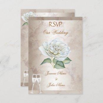 Small Rsvp Wedding Marble Rose Cream White Champagne Front View