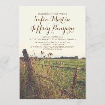 rural fence country rustic wedding invitation