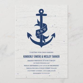 Small Rustic Anchor Wedding  / Navy Front View