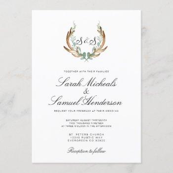 Small Rustic Antler | Formal Watercolor Wedding Front View