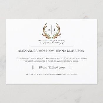 Small Rustic Antler | Minimalist Wedding Invite Front View
