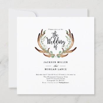 rustic antler & vine | watercolor wedding invite