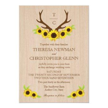 Small Rustic Antlers And Sunflowers Wedding Front View