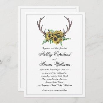 Small Rustic Antlers Boho Sunflowers Floral Wedding Front View