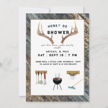 rustic antlers honey do couples wedding shower  invitation