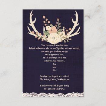 Small Rustic Antlers Invite Front View