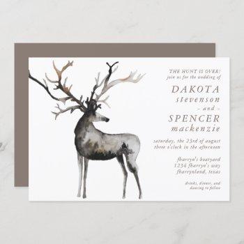 rustic antlers | the hunt is over country wedding invitation