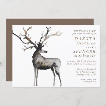 rustic antlers | the hunt is over nature wedding invitation