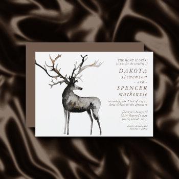 rustic antlers | the hunt is over nature wedding invitation