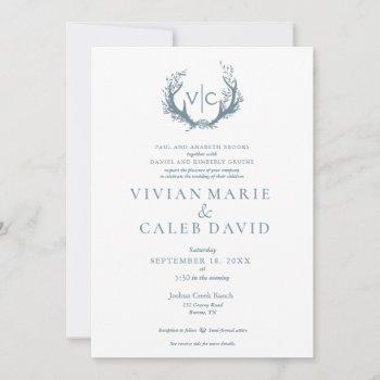 rustic antlers with floral wreath | wedding invitation