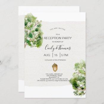 rustic arboretum oak tree reception only wedding | invitation