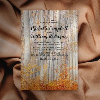 rustic autumn fall leaves wedding invitation
