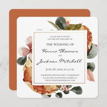 rustic autumn floral watercolor wedding invitation