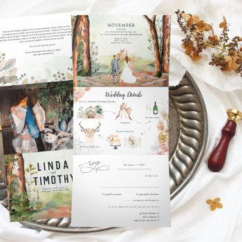 rustic autumn forest | boho wedding tri-fold invitation