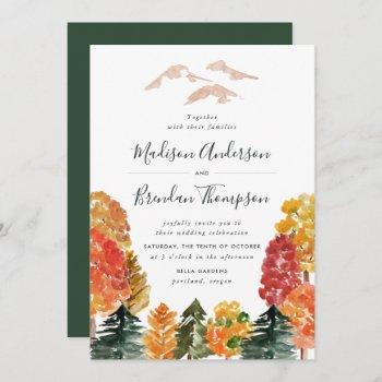 rustic autumn forest fall wedding invitation