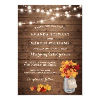 Small Rustic Autumn Maple Leaves String Lights Wedding Front View