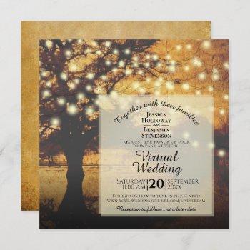 rustic autumn tree with lights virtual wedding invitation