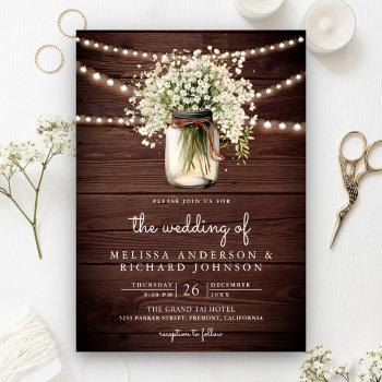 Small Rustic Baby's Breath Mason Jar All In One Wedding Front View