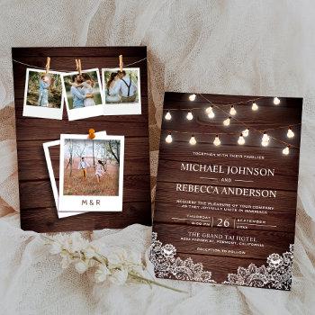 Small Rustic Barn Wood Lace String Lights Photo Wedding Front View
