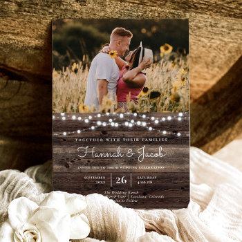 Small Rustic Barn Wood String Lights Photo Wedding Front View