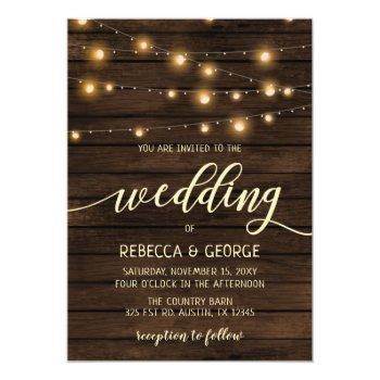 Small Rustic Barn Wood String Lights Wedding Front View