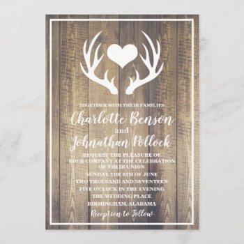 Small Rustic Barn Wood & White Deer Antlers Wedding Front View