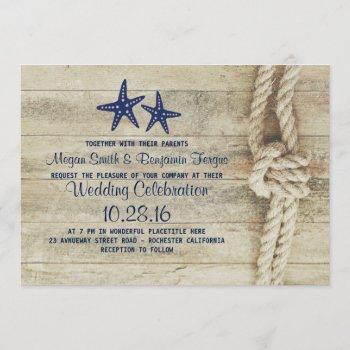 Small Rustic Beach Driftwood Nautical Rope Navy Wedding Front View