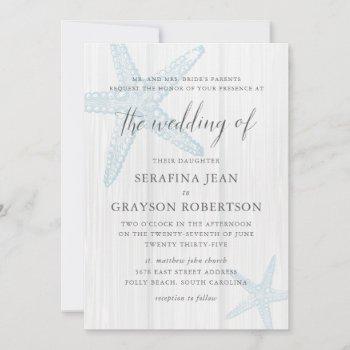 rustic beach wedding tropical blue starfish invita invitation