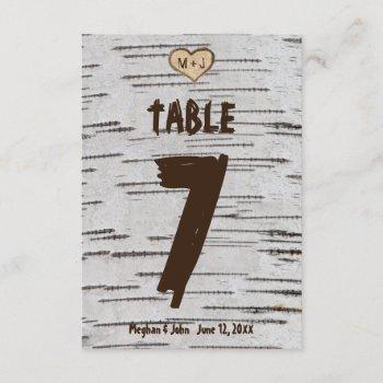 Small Rustic Birch Tree Heart Initials Rustic Wedding Enclosure Card Front View