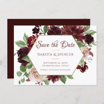 Small Rustic Blooms | Terracotta And Marsala Red Floral Save The Date Front View