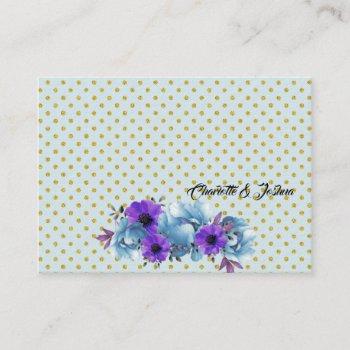 Small Rustic Blue Cottage Roses Wedding Suite Reception Enclosure Card Front View
