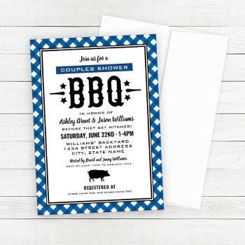 Small Rustic Blue Gingham Wedding Couples Shower Bbq Front View
