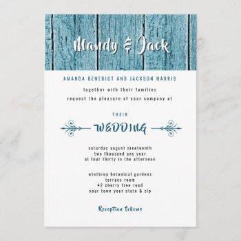 rustic blue shiplap wood stylish modern wedding invitation