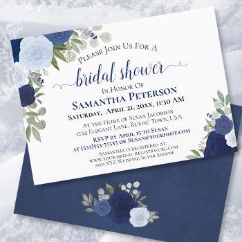 Small Rustic Blue Watercolor Floral Chic Baby Shower Front View